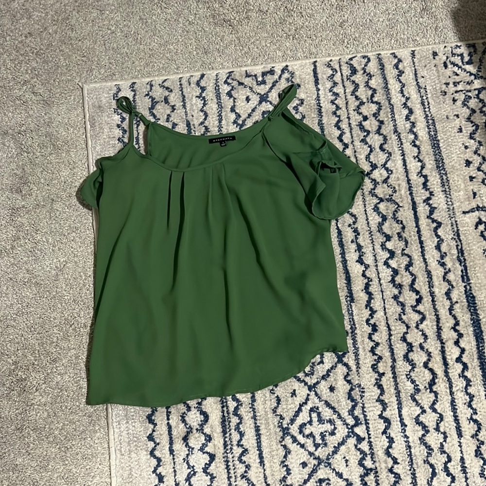 Green open shoulder top